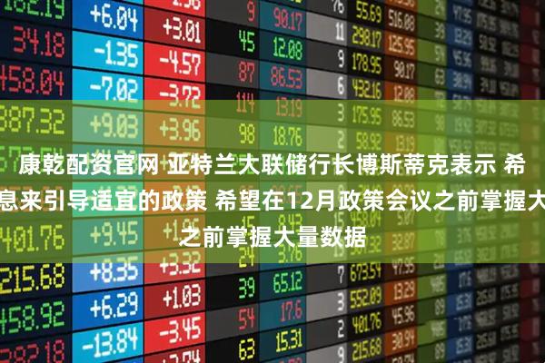康乾配资官网 亚特兰大联储行长博斯蒂克表示 希望有信息来引导适宜的政策 希望在12月政策会议之前掌握大量数据