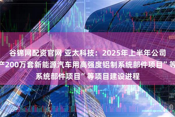 谷锦网配资官网 亚太科技：2025年上半年公司积极推进“年产200万套新能源汽车用高强度铝制系统部件项目”等项目建设进程